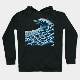 Thousand great white sharks riding a waves Hoodie